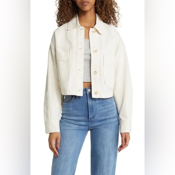 Blank NYC Jackets & Blazers - BLANKNYC Cotton Twill Crop Jacket Casa Blanca